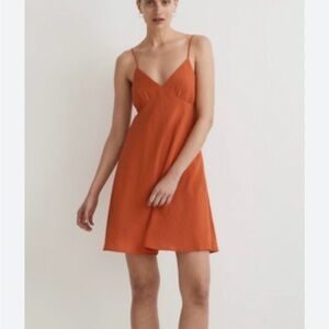 Madewell Spaghetti Strap Mini Dress in Orange